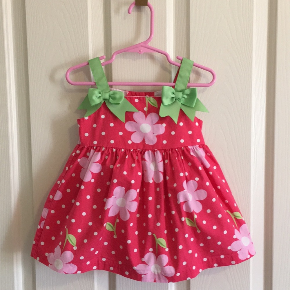 Baby girl's pink floral & bows dress size 18m